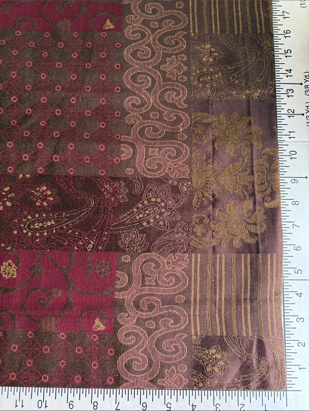Queen Bed Skirt & 2 Standard Pillow Shams Burgundy Patchwork Paisley Traditional
